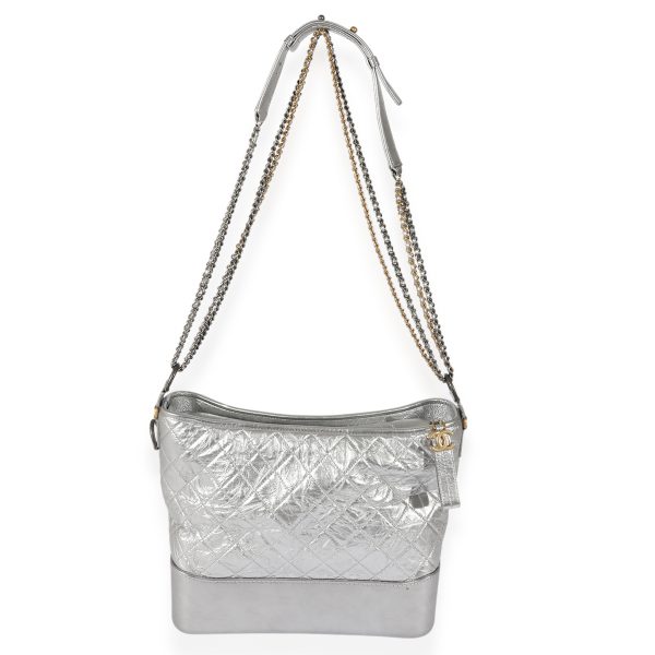 126527 bv 8c541d49 de80 4ed0 b846 262a96a1648b Chanel Silver Quilted Aged Calfskin Large Gabrielle Hobo