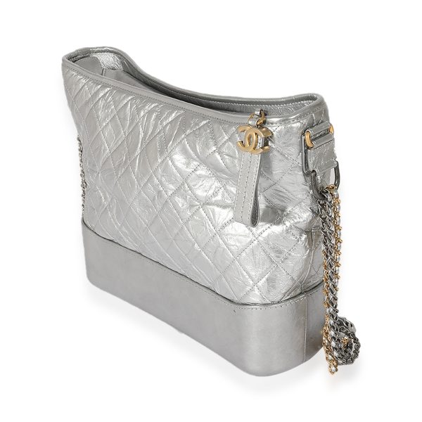 126527 sv 3b36a232 87c1 4498 afc8 84c6c9429e74 Chanel Silver Quilted Aged Calfskin Large Gabrielle Hobo