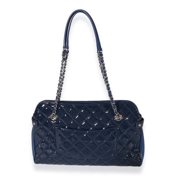 126538 pv Chanel Royal Blue Patent Leather Bowling Tote