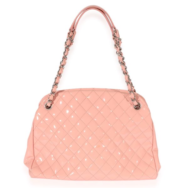 126684 pv Chanel Pink Patent Mademoiselle Large Bowling Bag