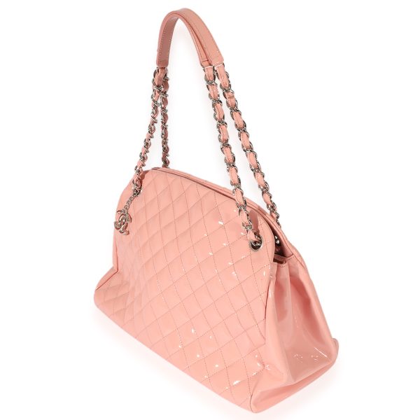 126684 sv Chanel Pink Patent Mademoiselle Large Bowling Bag