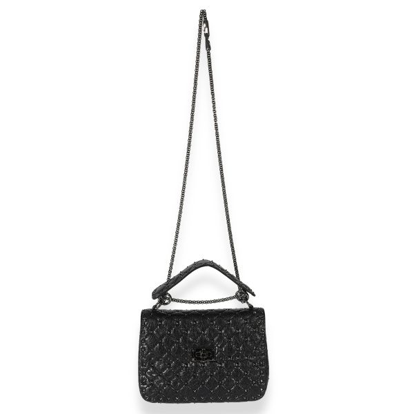 127216 bv Valentino Black Leather Medium Rockstud Spike Bag