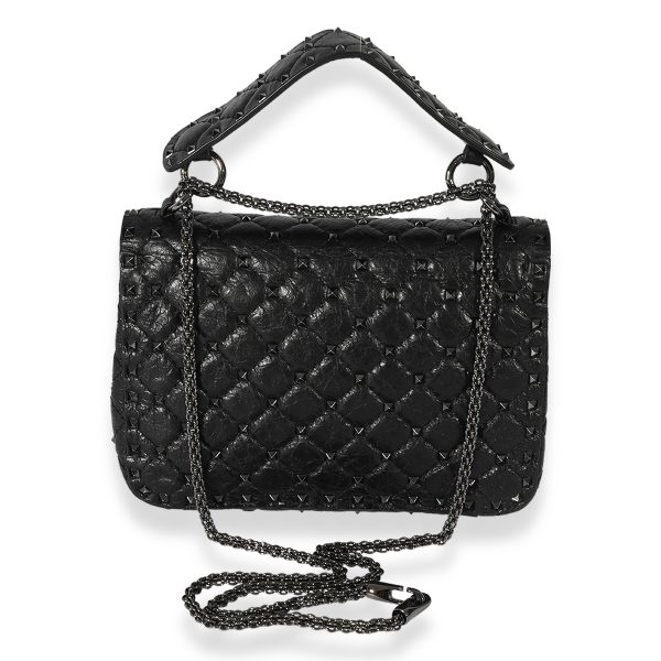 127216 pv Valentino Black Leather Medium Rockstud Spike Bag