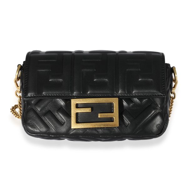 127224 fv e673e271 d4c6 45f6 889d 6fd3e095187f Fendi Black Logo Embossed Mini Baguette