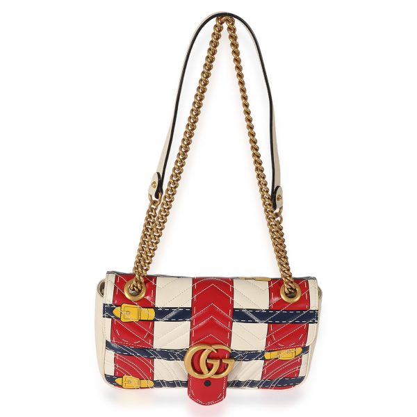 127337 bv b336f87a af24 4bf6 b3e1 0578a6e2b126 Gucci White Multicolor Leather GG Marmont Trompe Loeil Shoulder Bag