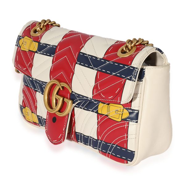 127337 sv 57451e27 403e 4818 bac1 27c72a7cf2e0 Gucci White Multicolor Leather GG Marmont Trompe Loeil Shoulder Bag