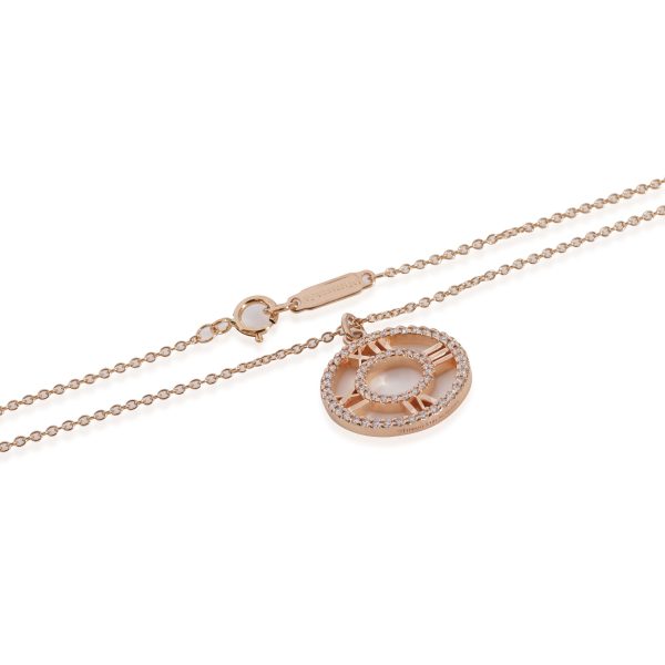 127356 av cf2ab7e7 dfae 430a a40e 254546f706cb Tiffany Co Atlas Diamond Pendant in 18k Rose Gold 024 Ctw on a Chain