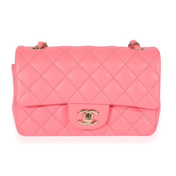 127403 fv Chanel 22S Pink Lambskin Mini Rectangular Flap