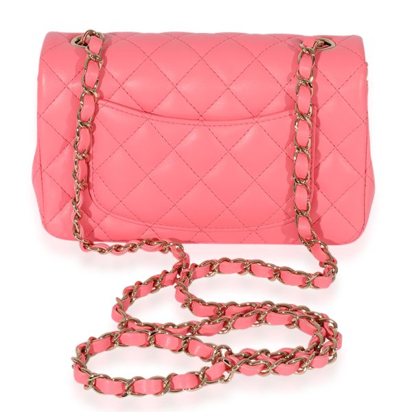 127403 pv Chanel 22S Pink Lambskin Mini Rectangular Flap