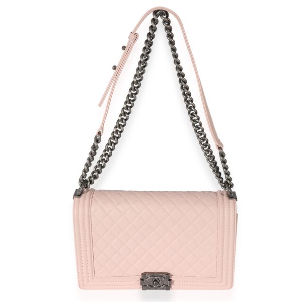 127477 ad1 Chanel Light Pink Quilted Calfskin Medium Boy Bag