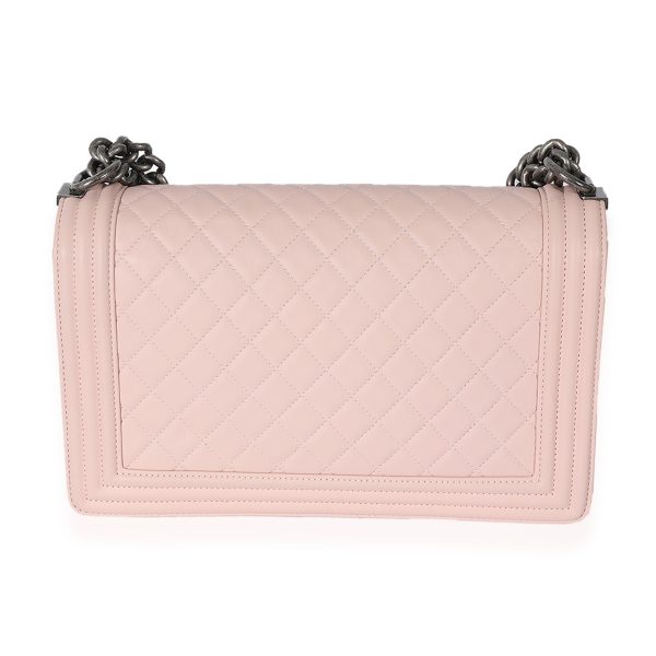 127477 stamp Chanel Light Pink Quilted Calfskin Medium Boy Bag