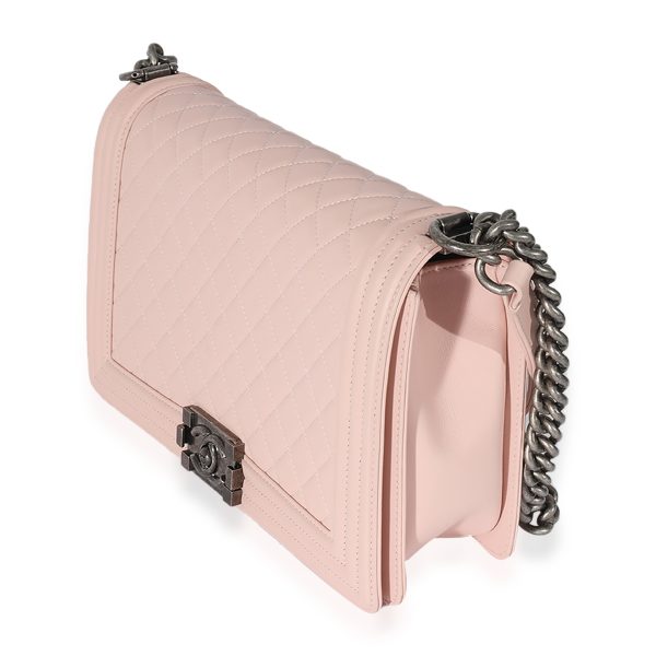 127477 sv Chanel Light Pink Quilted Calfskin Medium Boy Bag