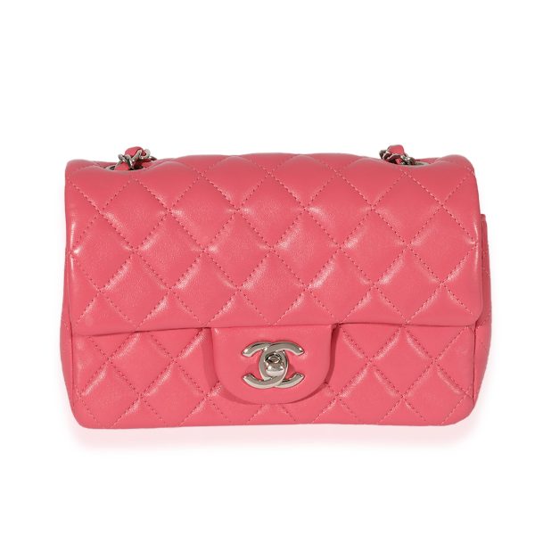 127487 fv Chanel Pink Quilted Lambskin Mini Rectangular Classic Flap Bag