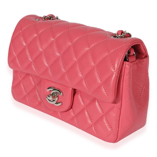 127487 sv Chanel Pink Quilted Lambskin Mini Rectangular Classic Flap Bag