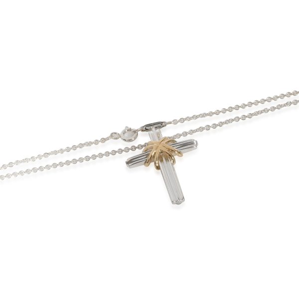 127492 sv Tiffany Co Cross Pendant in 18k Yellow GoldSterling Silver