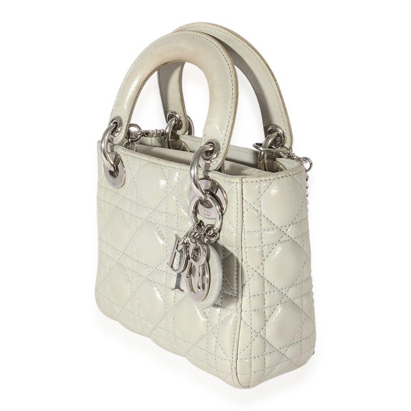 127499 sv Christian Dior Silver Nubuck Cannage Quilted Mini Lady Dior