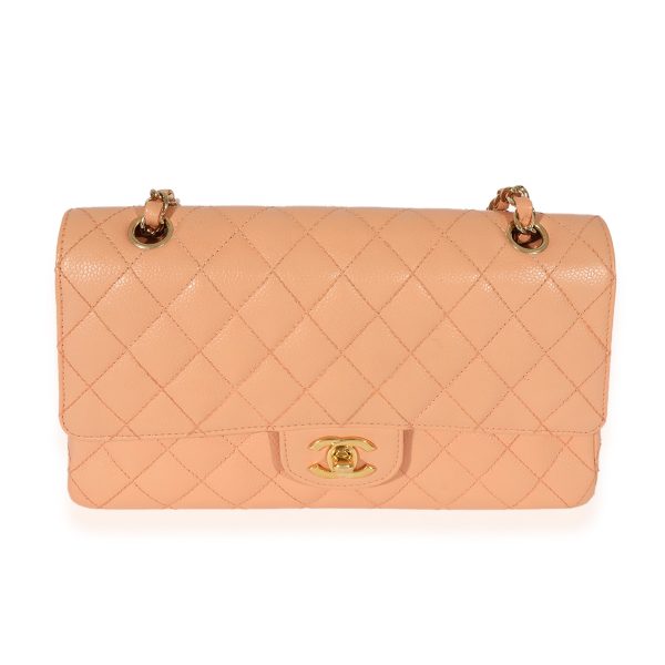 127541 fv 1ec955aa 9550 4ad7 ba07 2bffe92d25c4 Chanel Pink Quilted Caviar Classic Medium Double Flap Bag