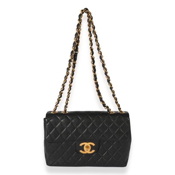 127584 bv dbcd0579 282d 4f55 b679 8b0056ffbe4d Chanel Vintage Black Quilted Caviar XL Jumbo Flap Bag