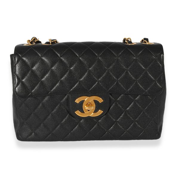 127584 fv 99d9a17d 8880 46a2 8c3a 557f522dc3f7 Chanel Vintage Black Quilted Caviar XL Jumbo Flap Bag