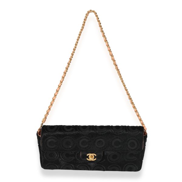 127586 bv Chanel Vintage Black Pony Hair Coco East West Flap Bag