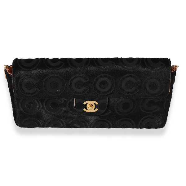 127586 fv 5bff1577 11ab 4592 8fcb fbffcfcc8eb9 Chanel Vintage Black Pony Hair Coco East West Flap Bag