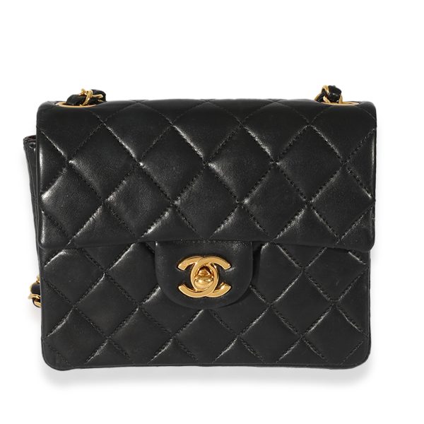 127588 fv 9741aa81 afbf 4c5c b600 5f05f1ed9c5c Chanel Vintage Black Quilted Lambskin Mini Square Classic Flap Bag