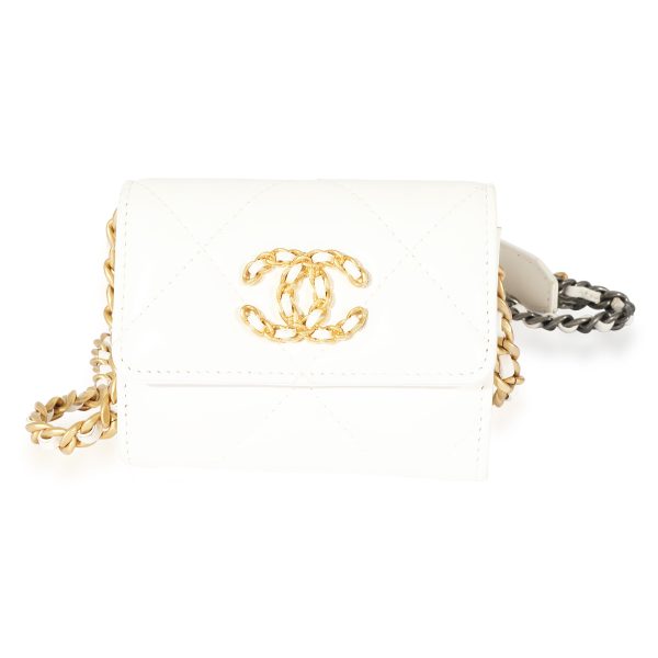 127677 fv 1fc5f67e 3cd2 4605 815a 5f83ef9f6e5f Chanel 19 White Leather Card Holder On Chain