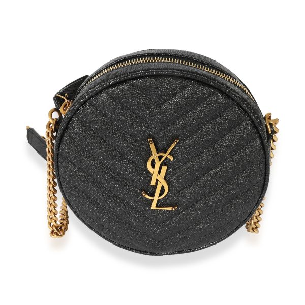 127753 fv Saint Laurent Grain De Poudre Vinyl Round Bag