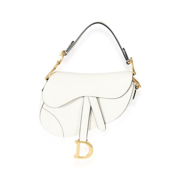 127769 fv 302b6436 f7f8 4f9c 8111 d5d7af05fa89 Christian Dior White Leather Mini Saddle Bag