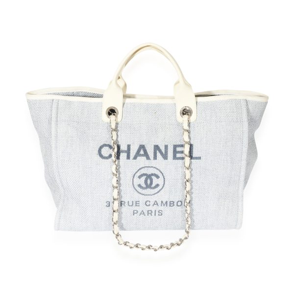 127782 fv Chanel Raffia Blue White Large Deauville Tote