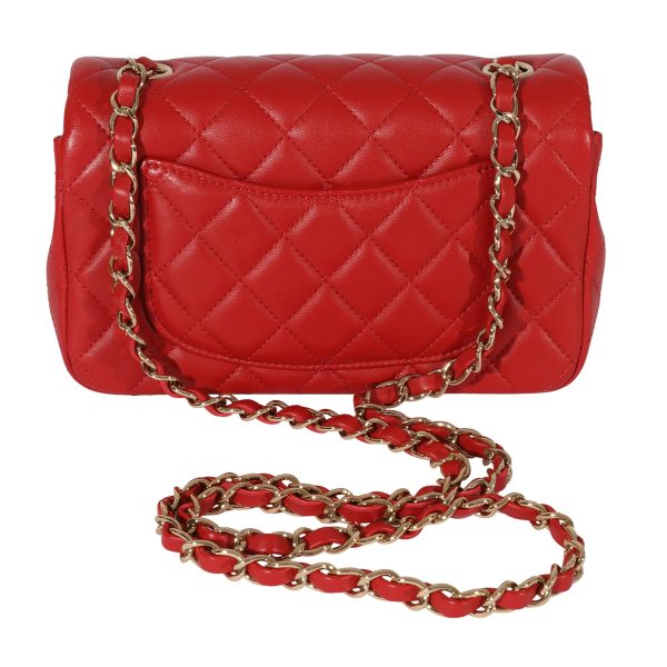 127895 pv Chanel Red Quilted Lambskin Mini Rectangular Classic Flap Bag