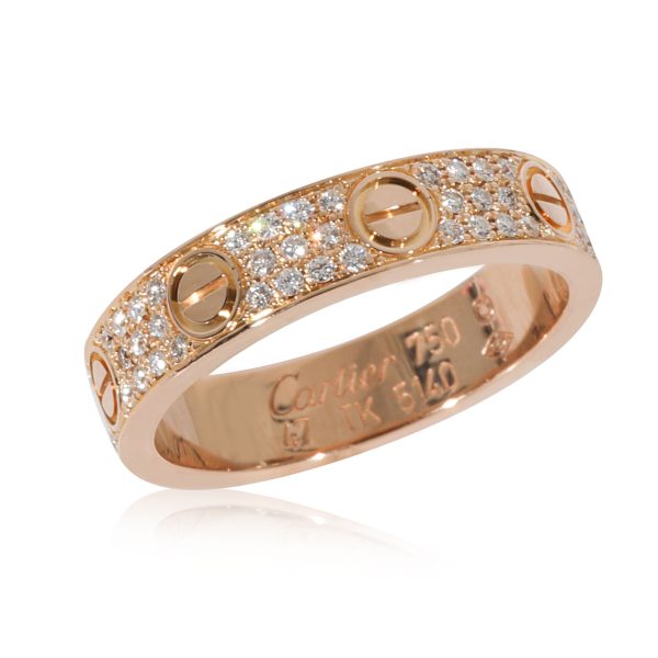 127911 av Cartier Love Diamond Pave Band in 18k Rose Gold 031 CTW