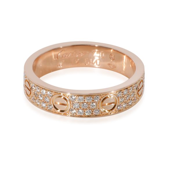 Rings Cartier Love Diamond Pave Band in 18k Rose Gold 031 CTW