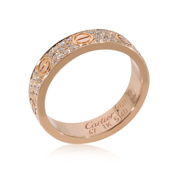 Wedding Band Rose Gold Cartier Love Diamond Pave Band in 18k Rose Gold 031 CTW