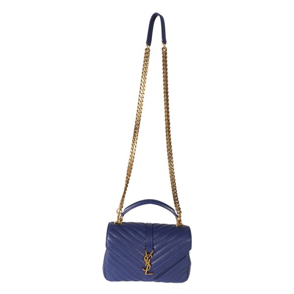 127963 bv 64bfd4f9 a3d7 4231 ace6 f91131cfad2e Saint Laurent Navy Small Chevron College Bag