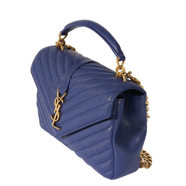 127963 sv 3bf9174a 5903 4495 b09c 7b0bc4af8590 Saint Laurent Navy Small Chevron College Bag