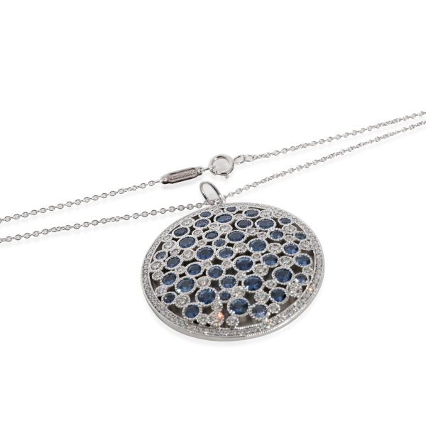 127972 clasp bc1d1798 a5fd 49d6 9edc 1cda27b1f238 Tiffany Co Cobblestone Sapphire Diamond Medallion Pendant Platinum 091 Ctw