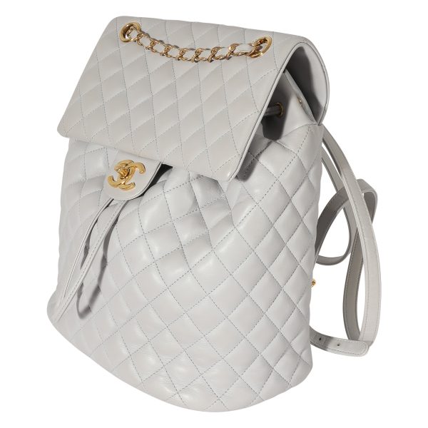 127982 sv Chanel Grey Lambskin Large Urban Spirit Backpack