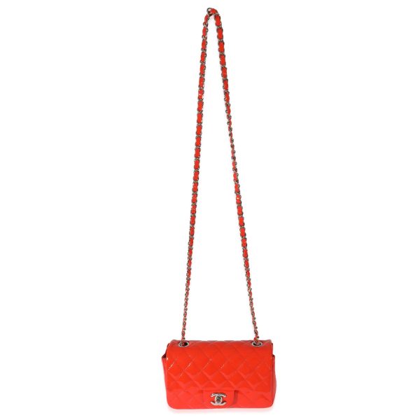 127995 bv Chanel Orange Patent Rectangular Mini Flap