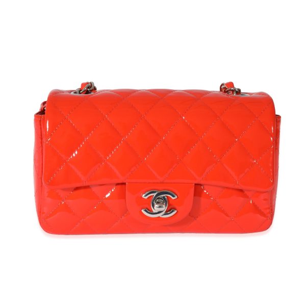 127995 fv Chanel Orange Patent Rectangular Mini Flap