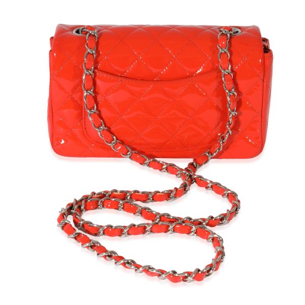 127995 pv Chanel Orange Patent Rectangular Mini Flap