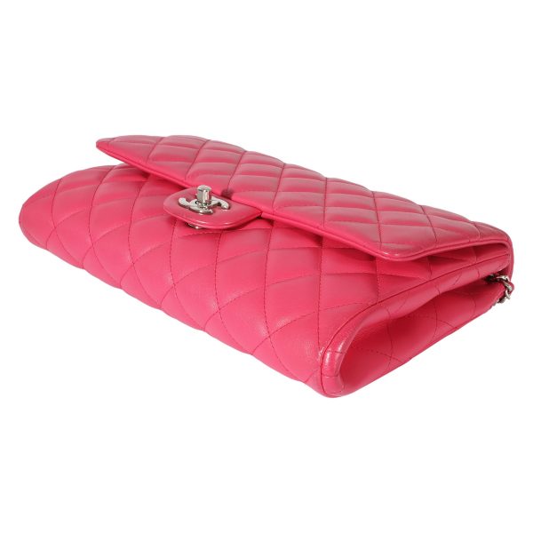 128008 box Chanel Pink Lambskin Classic Flap Clutch With Chain