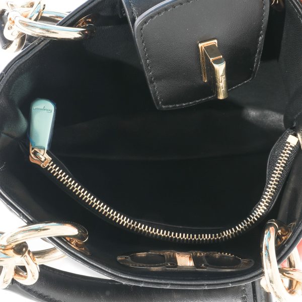 128035 ad1 Salvatore Ferragamo Black Leather Gancini Mini Chain Tote