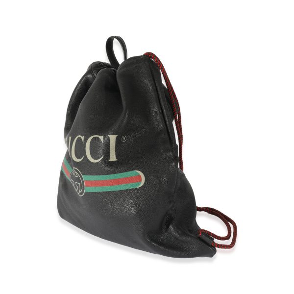 128056 sv 4bf729b7 dc70 4522 b37f 74adf3d89be9 Gucci Black Leather Logo Drawstring Backpack