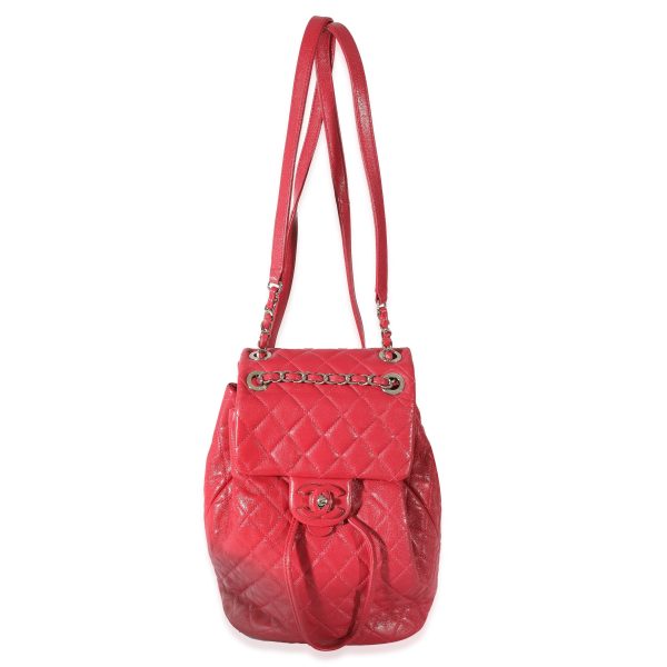 128080 box bd0d8ad1 52c0 4b3f 88f5 9f5fec7a0408 Chanel Red Quilted Calfskin Medium Covered CC Drawstring Backpack