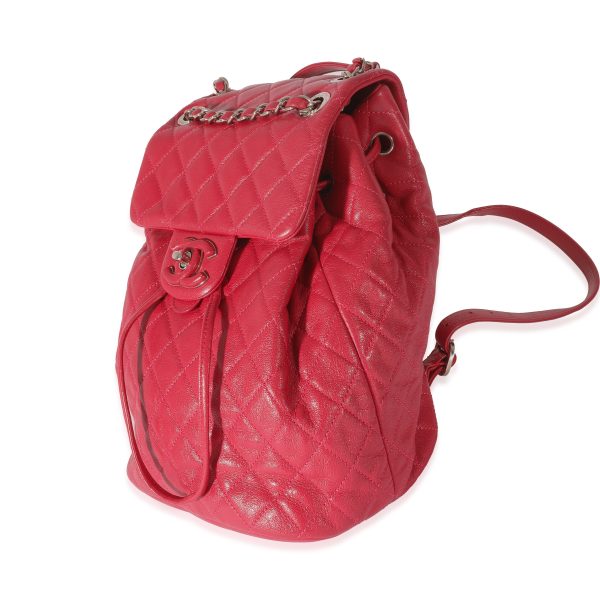 128080 sv 37a94d4b d57c 4b47 a942 aaa96ffb3350 Chanel Red Quilted Calfskin Medium Covered CC Drawstring Backpack