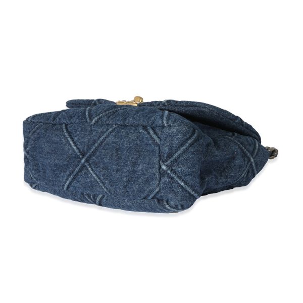 128092 box Chanel Blue Quilted Denim Medium Chanel 19 Flap Bag