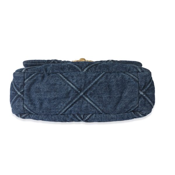 128092 stamp Chanel Blue Quilted Denim Medium Chanel 19 Flap Bag