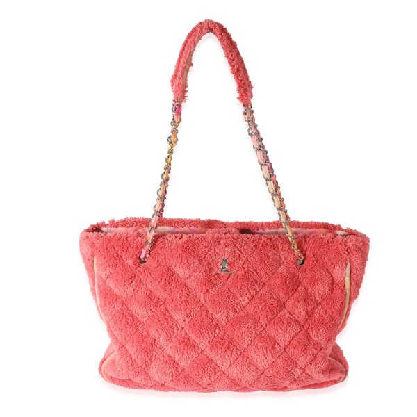 128093 fv b6f31fc0 d153 445c 880e 2592c8d07a9a Chanel Pink Quilted Mixed Fibers Large Shopping Tote