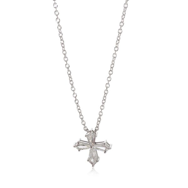 128120 fv fde0f38f 5977 43f7 80dd 8262b2dcecb1 Sabbadini Diamond Cross Small Pendant Necklace in 18K White Gold 080 CTW